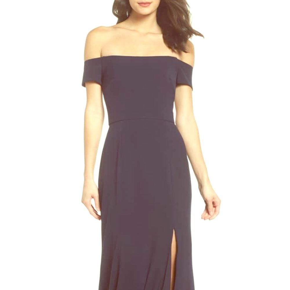 Amsale Navy Blue Crepe Bridesmaid Dress